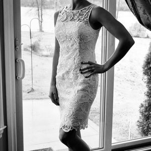 Adrianna Papell Embroidered White Cocktail Dress